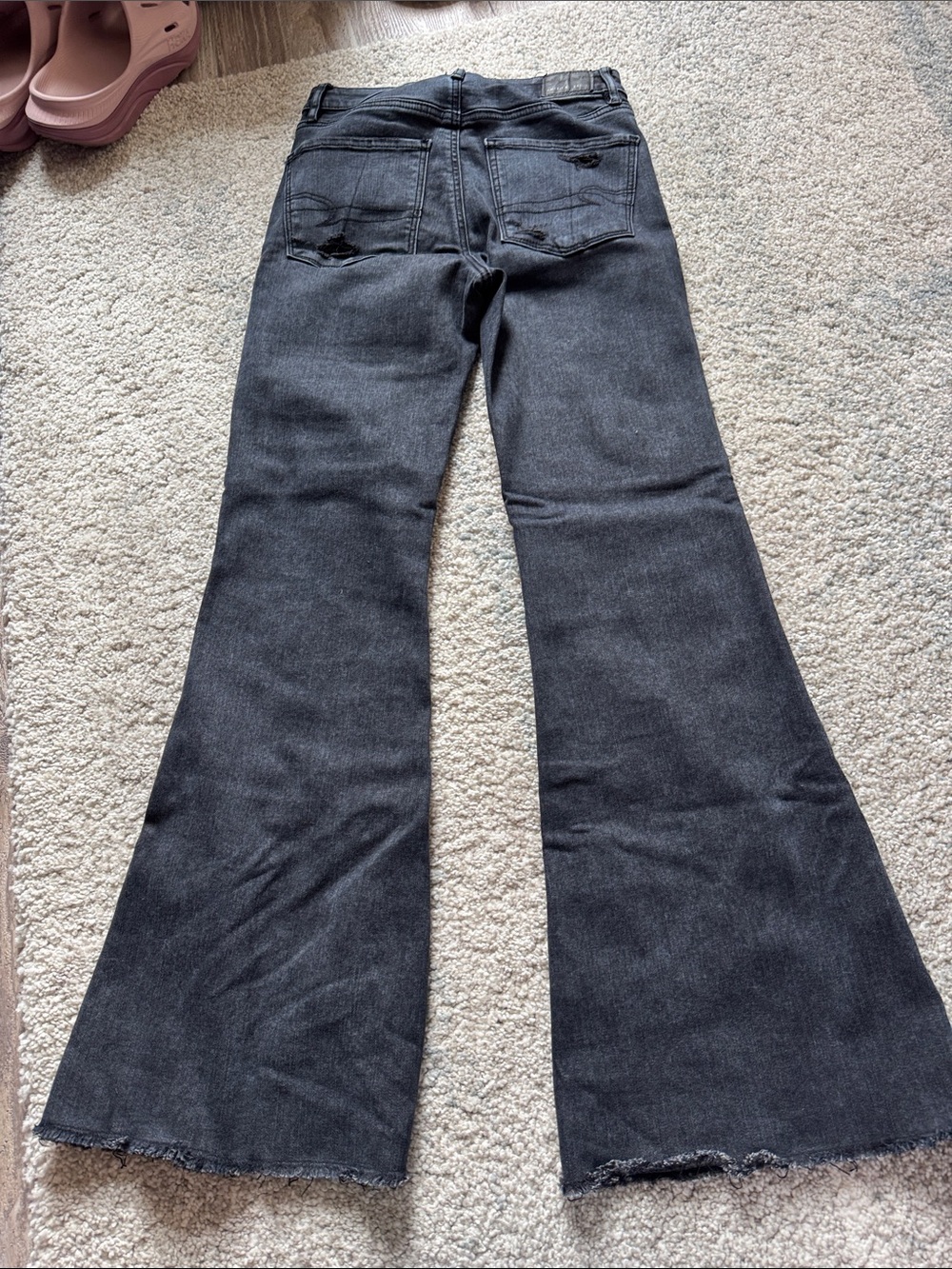 American Eagle Outfitters Charcoal Black Flare Jeans - Picture 2 of 3